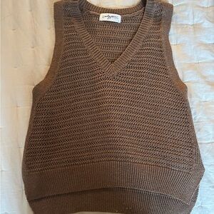 Carly Jean Los Angeles Brown V-Neck Sweater Vest